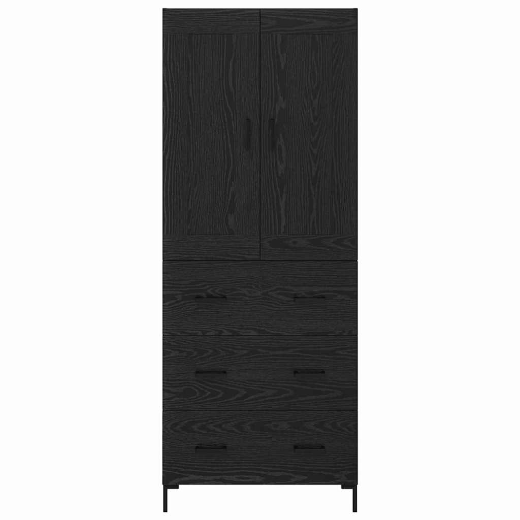 vidaXL Highboard z szufladą 2 pcs Czarny Dąb Materiał drewnopochodny