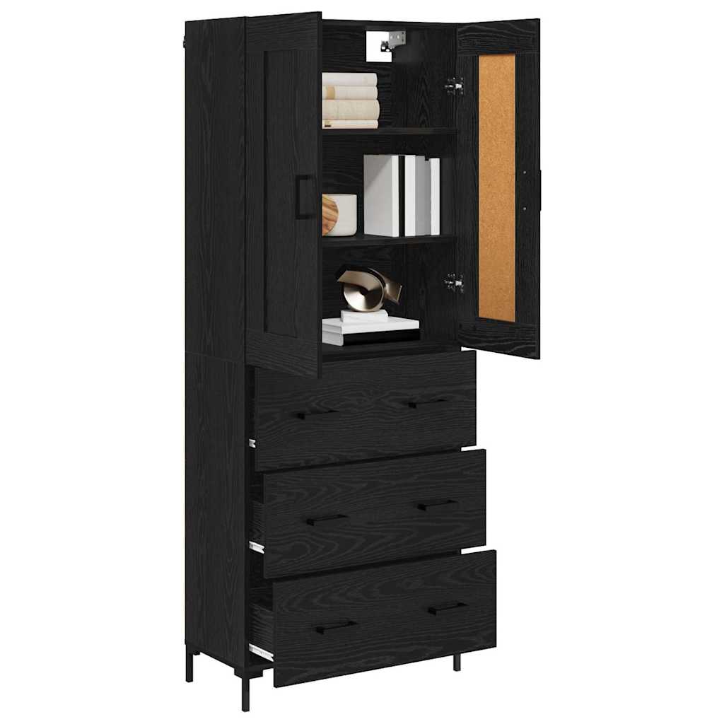 vidaXL Highboard z szufladą 2 pcs Czarny Dąb Materiał drewnopochodny
