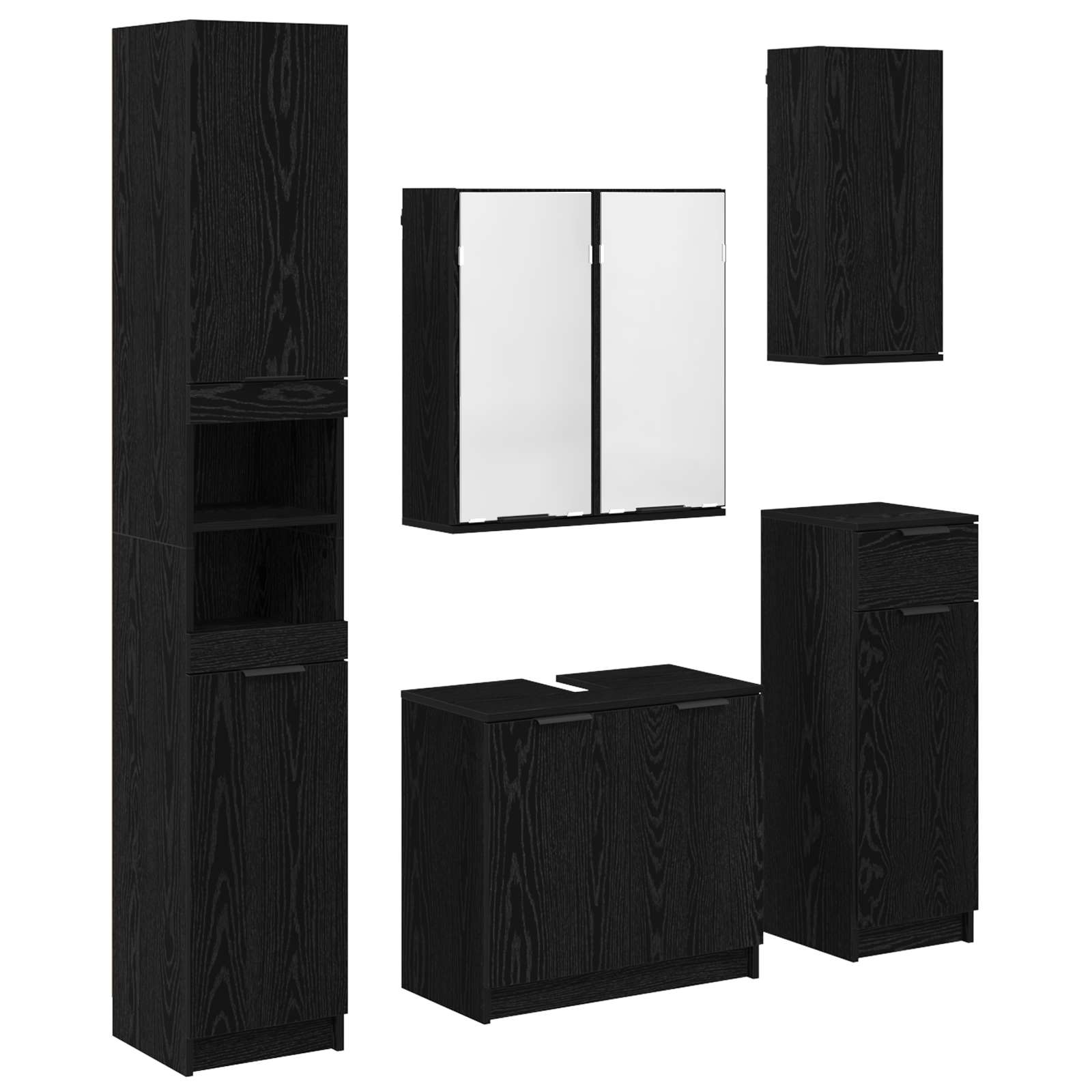 vidaXL Zestaw mebli łazienkowych 5 szt. Czarny Dąb 64,5 x 33,5 x 59 cm