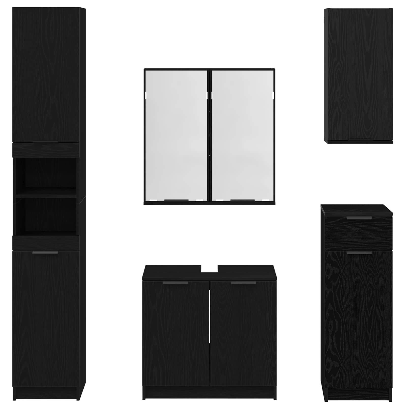 vidaXL Zestaw mebli łazienkowych 5 szt. Czarny Dąb 64,5 x 33,5 x 59 cm