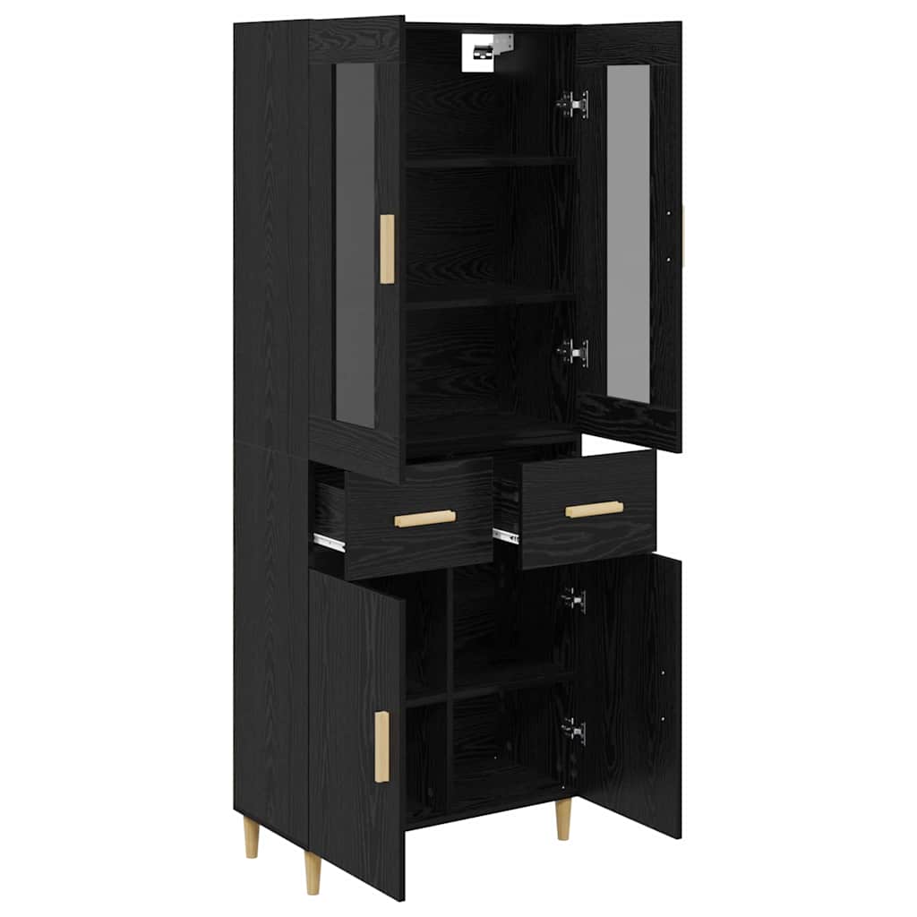 vidaXL Highboard Czarny Dąb 69,5 x 34 x 180 cm Materiał drewnopochodny