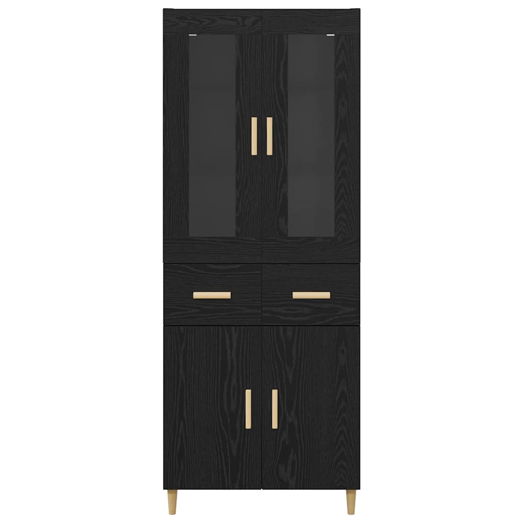 vidaXL Highboard Czarny Dąb 69,5 x 34 x 180 cm Materiał drewnopochodny
