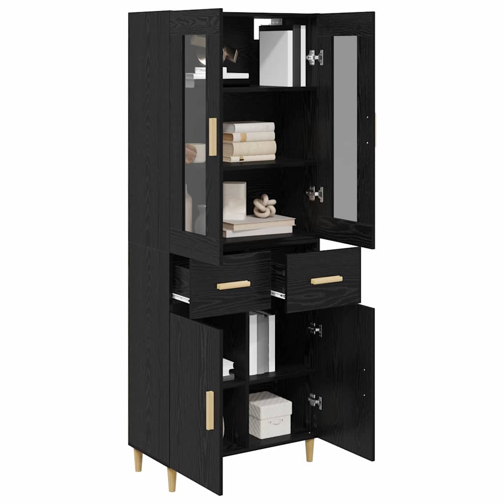 vidaXL Highboard Czarny Dąb 69,5 x 34 x 180 cm Materiał drewnopochodny