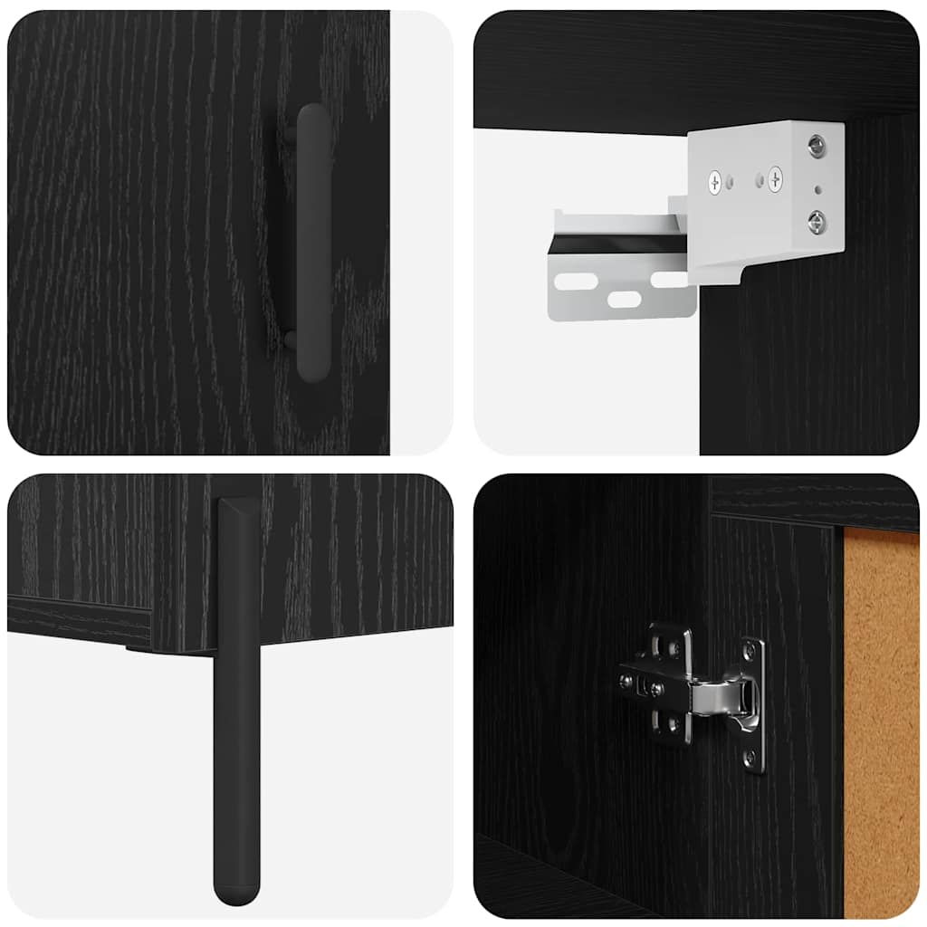 vidaXL Highboard 2 pcs Czarny Dąb Materiał drewnopochodny