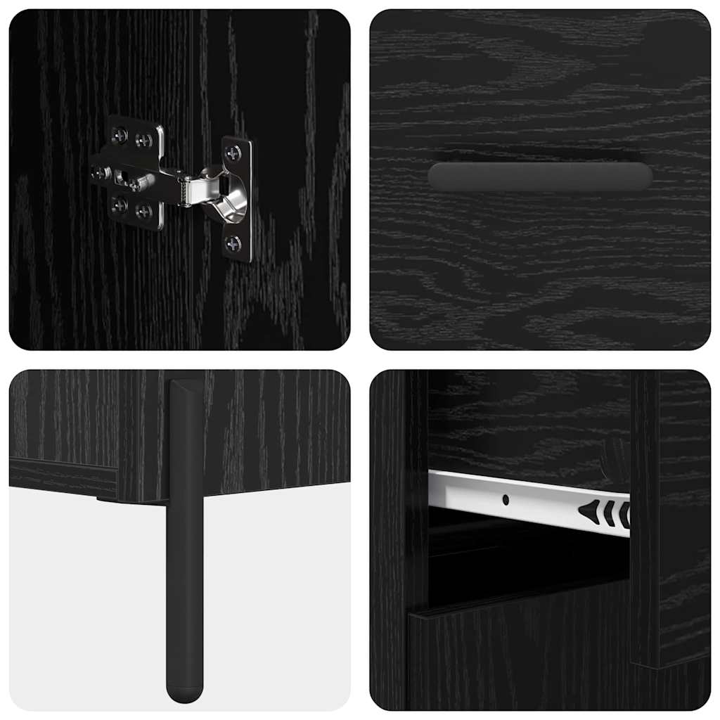 vidaXL Highboard z szufladą 2 pcs Czarny Dąb Materiał drewnopochodny
