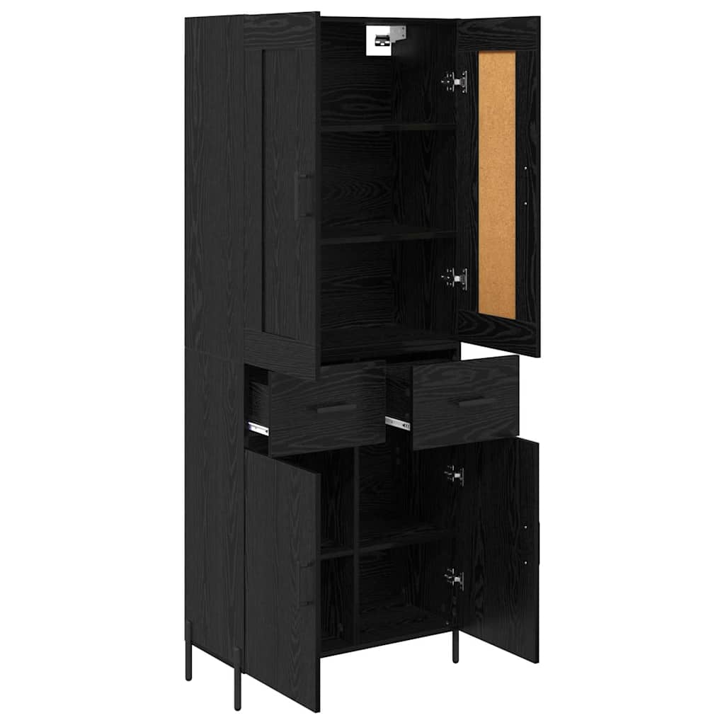 vidaXL Highboard z szufladą 2 pcs Czarny Dąb Materiał drewnopochodny
