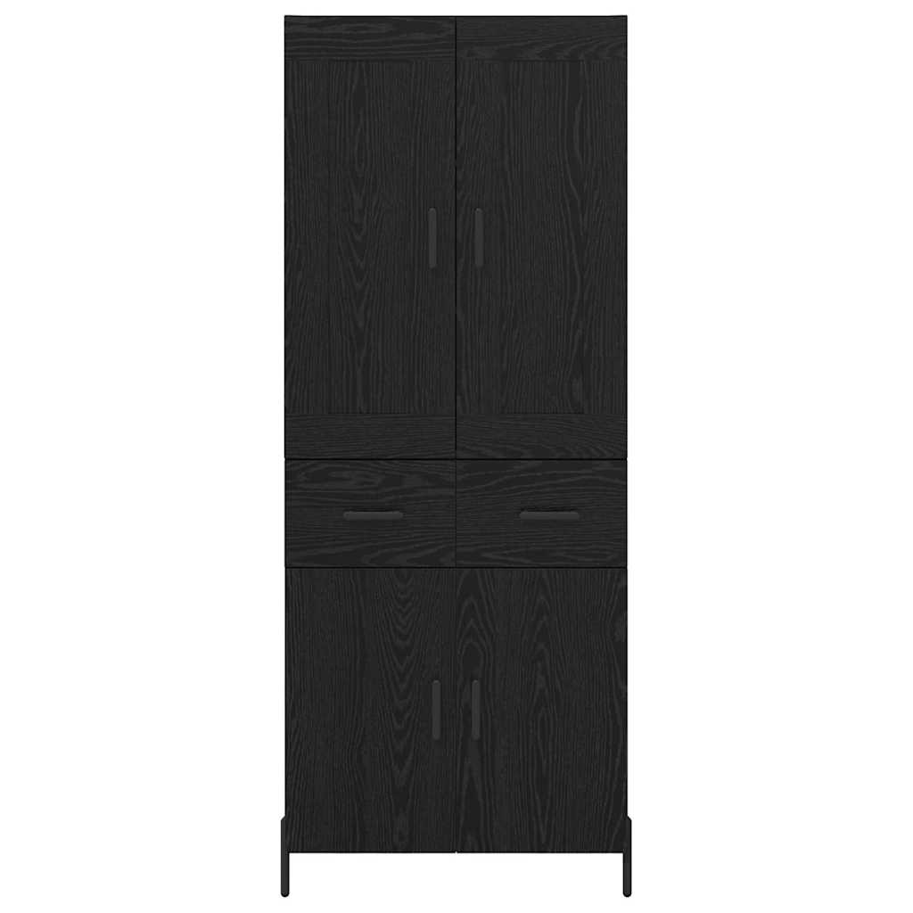 vidaXL Highboard z szufladą 2 pcs Czarny Dąb Materiał drewnopochodny