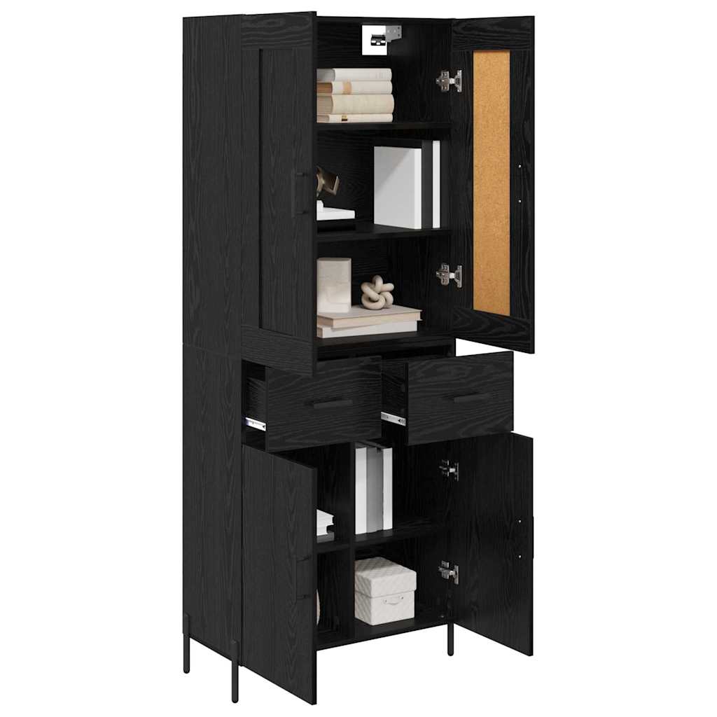 vidaXL Highboard z szufladą 2 pcs Czarny Dąb Materiał drewnopochodny