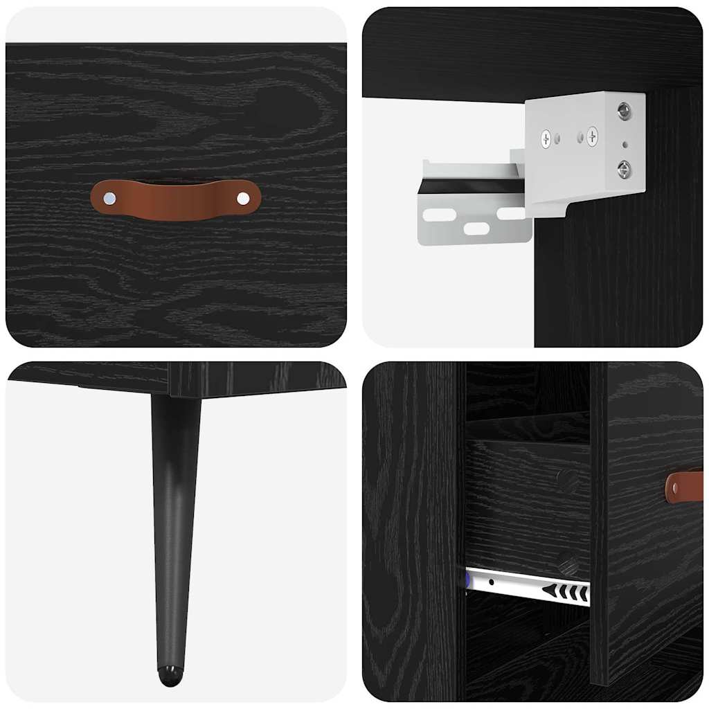 vidaXL Highboard Czarny dąb 69,5 x 34 x 180 cm Materiał drewnopochodny