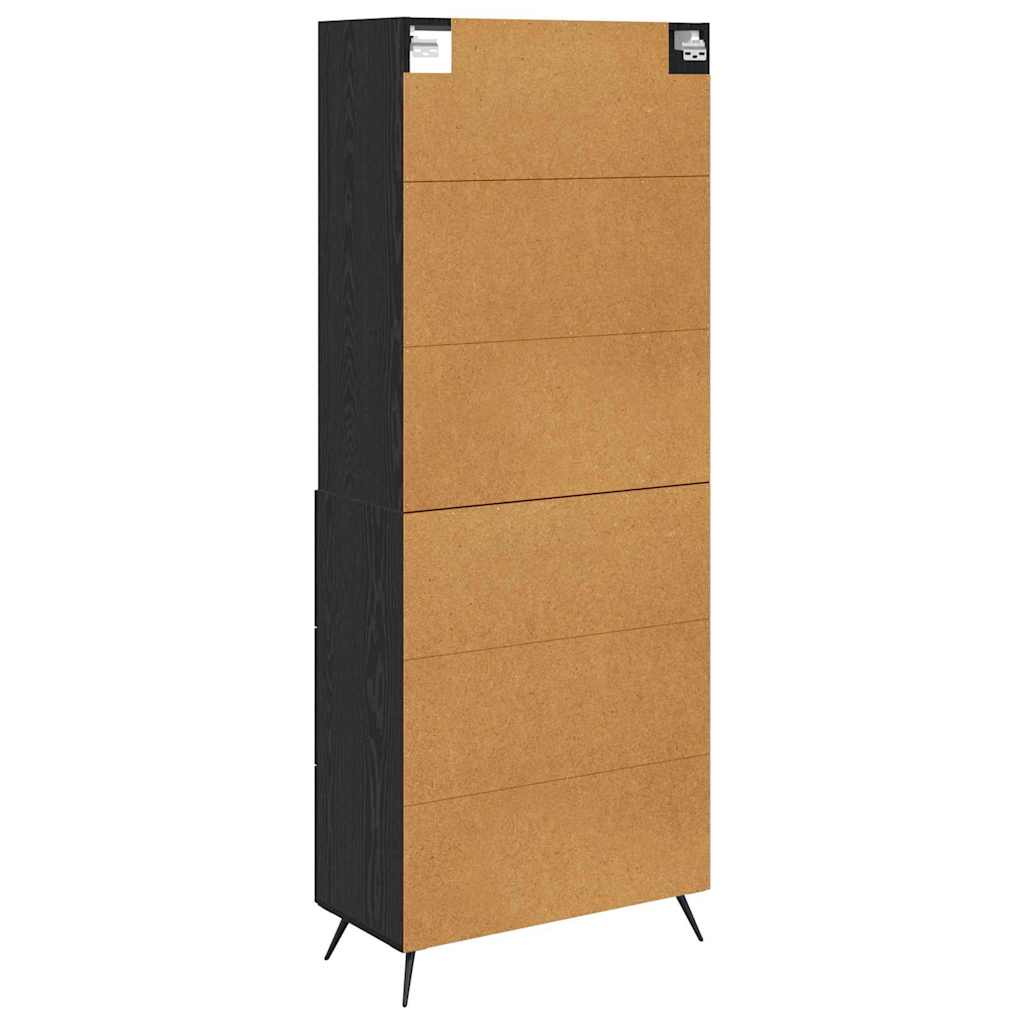 vidaXL Highboard Czarny dąb 69,5 x 34 x 180 cm Materiał drewnopochodny