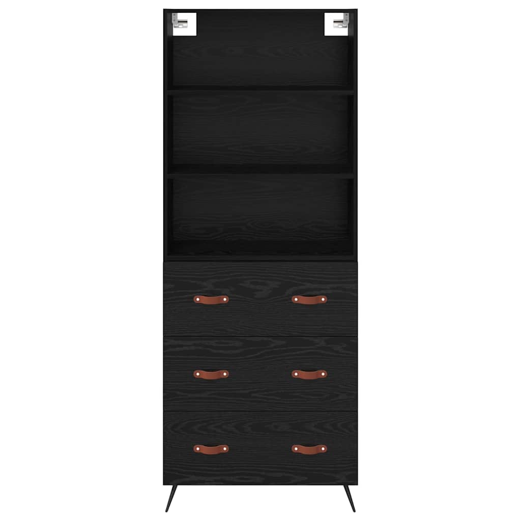 vidaXL Highboard Czarny dąb 69,5 x 34 x 180 cm Materiał drewnopochodny