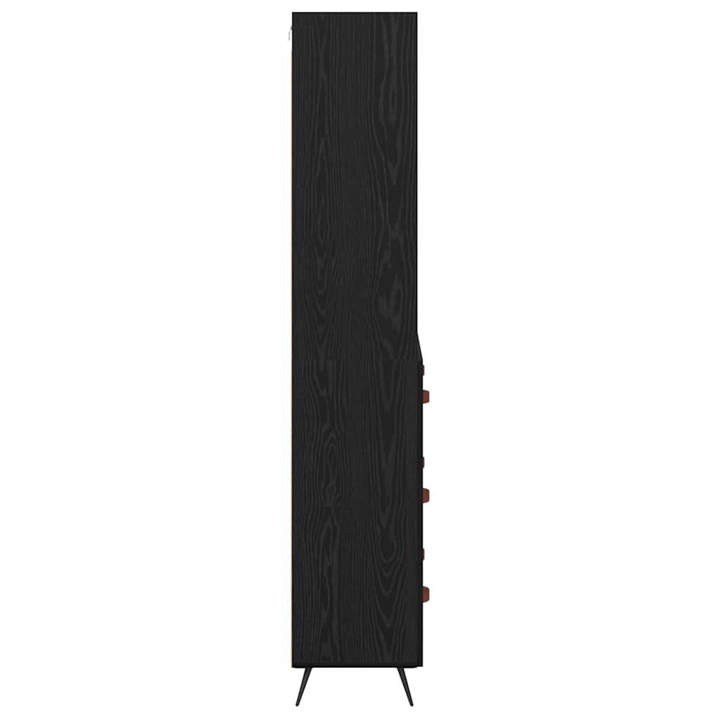 vidaXL Highboard Czarny dąb 69,5 x 34 x 180 cm Materiał drewnopochodny
