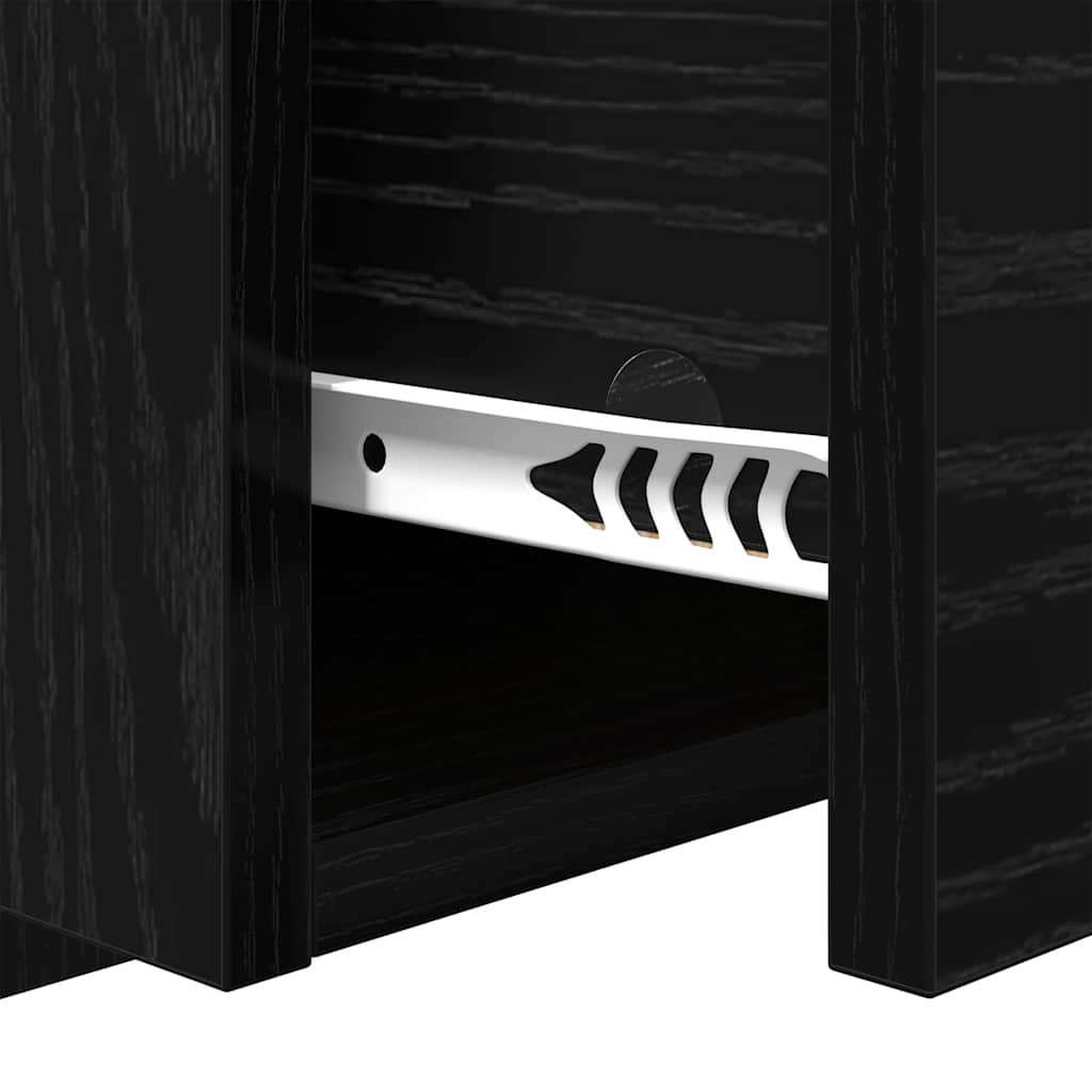 vidaXL Zagłówek z szafką 3 pcs Czarny Dąb Materiał drewnopochodny