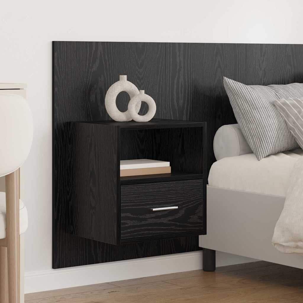 vidaXL Zagłówek z szafką 3 pcs Czarny Dąb Materiał drewnopochodny