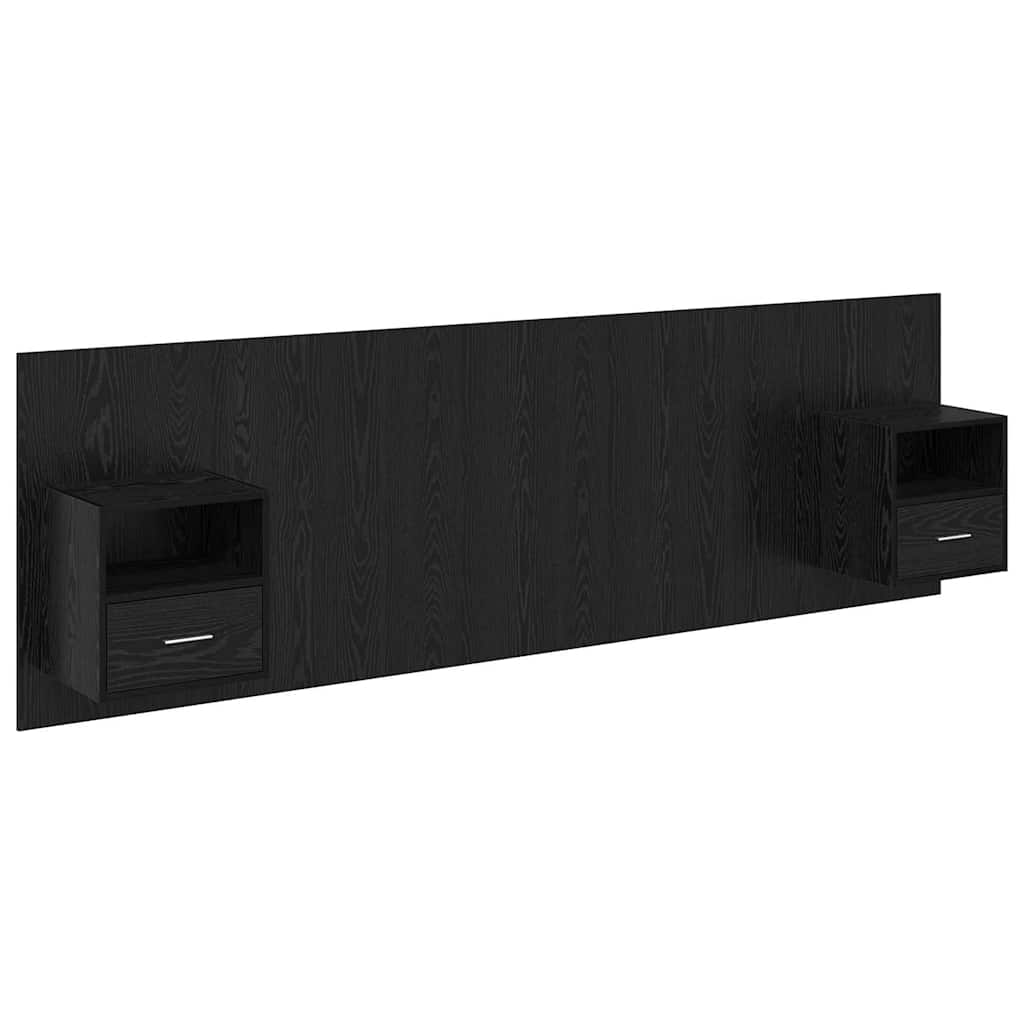 vidaXL Zagłówek z szafką 3 pcs Czarny Dąb Materiał drewnopochodny