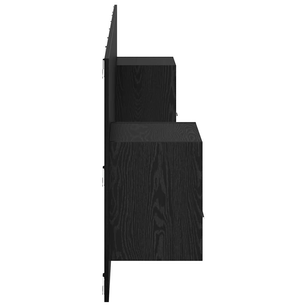 vidaXL Zagłówek z szafką 3 pcs Czarny Dąb Materiał drewnopochodny