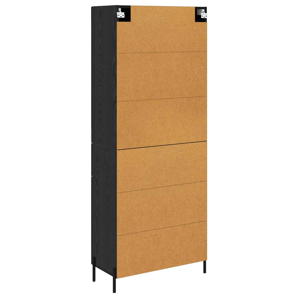 vidaXL Highboard Czarny Dąb 69,5 x 34 x 180 cm Materiał drewnopochodny
