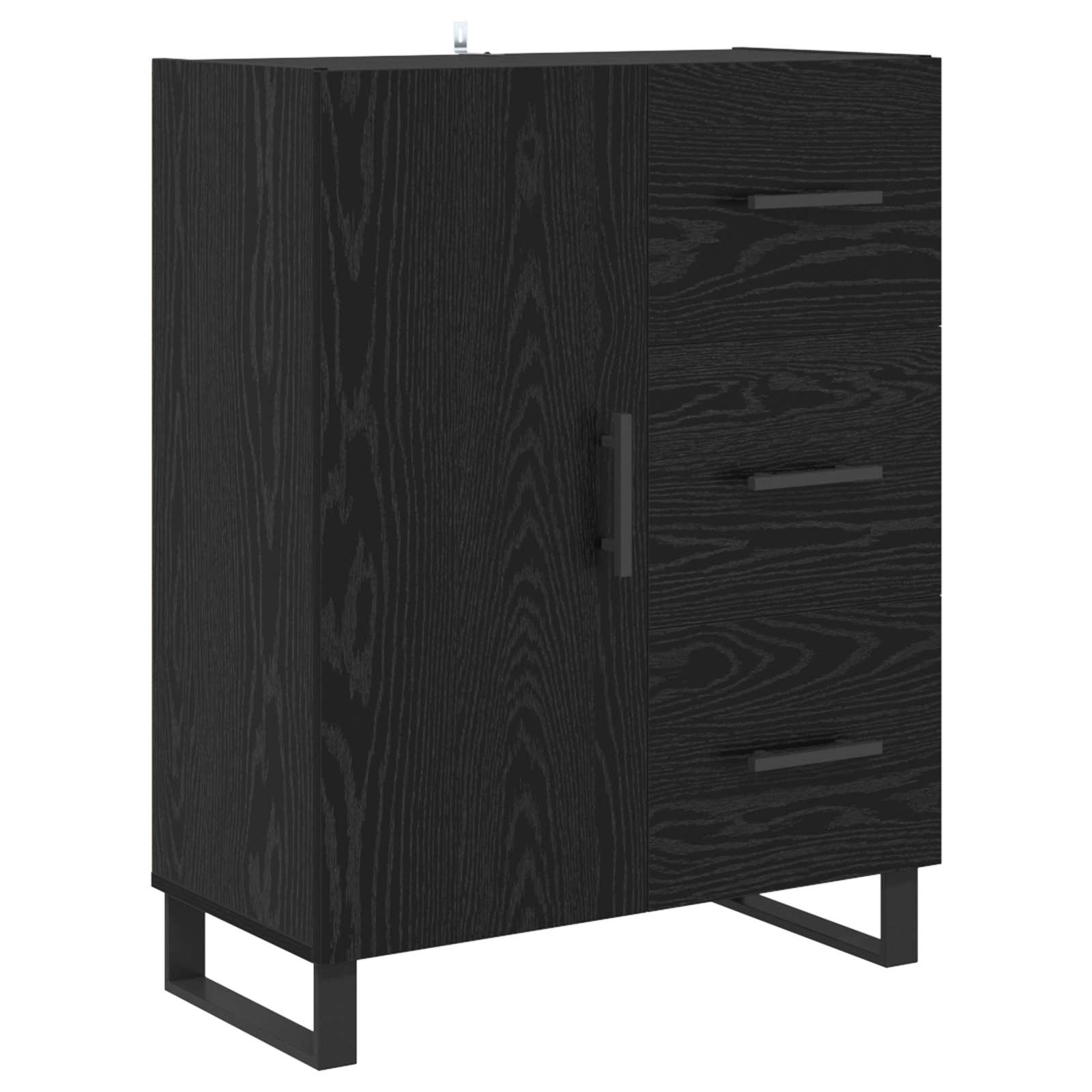 vidaXL Highboard 2 pcs Czarny Dąb Drewno inżynieryjne i szkło
