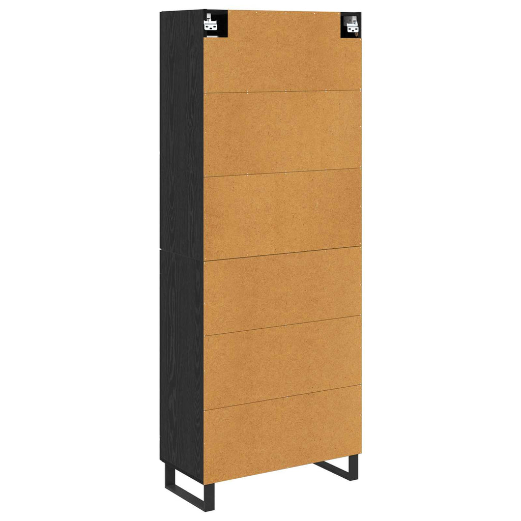 vidaXL Highboard 2 pcs Czarny Dąb Drewno inżynieryjne i szkło