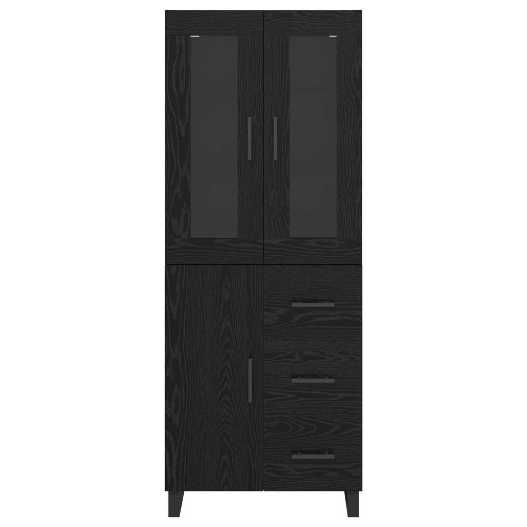 vidaXL Highboard 2 pcs Czarny Dąb Drewno inżynieryjne i szkło