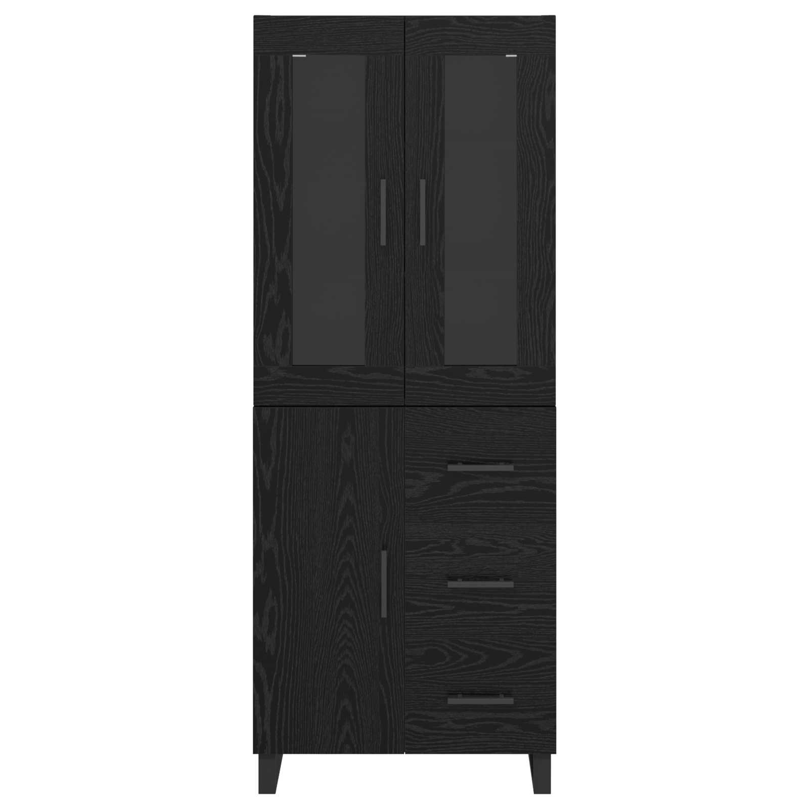 vidaXL Highboard 2 pcs Czarny Dąb Drewno inżynieryjne i szkło