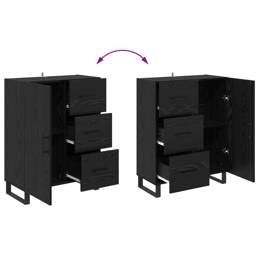 vidaXL Highboard 2 pcs Czarny Dąb Drewno inżynieryjne i szkło