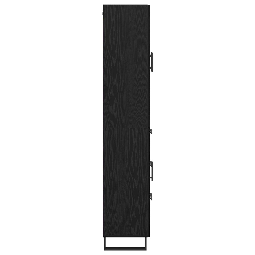 vidaXL Highboard 2 pcs Czarny Dąb Drewno inżynieryjne i szkło