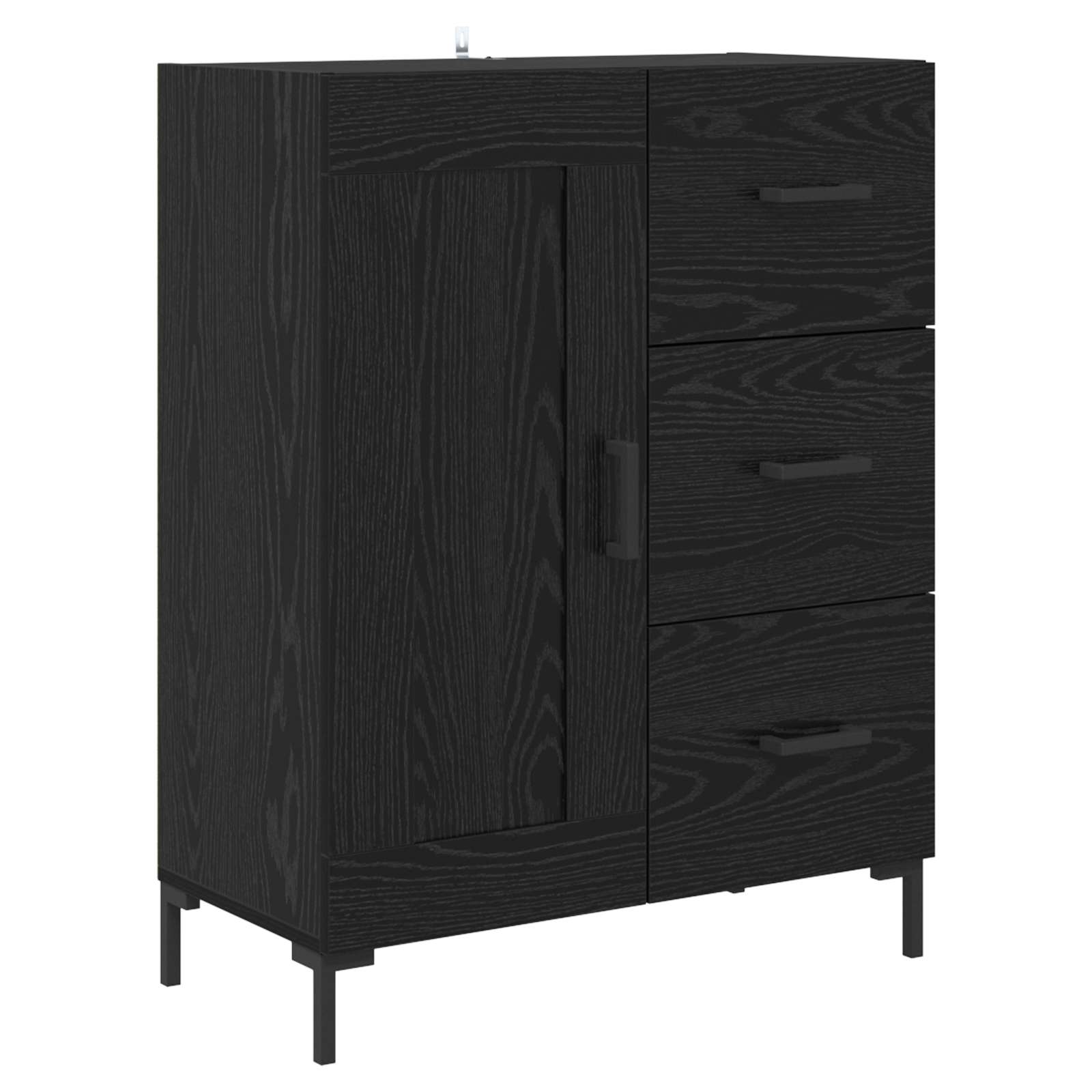 vidaXL Highboard Czarny Dąb 69,5 x 34 x 180 cm Materiał drewnopochodny