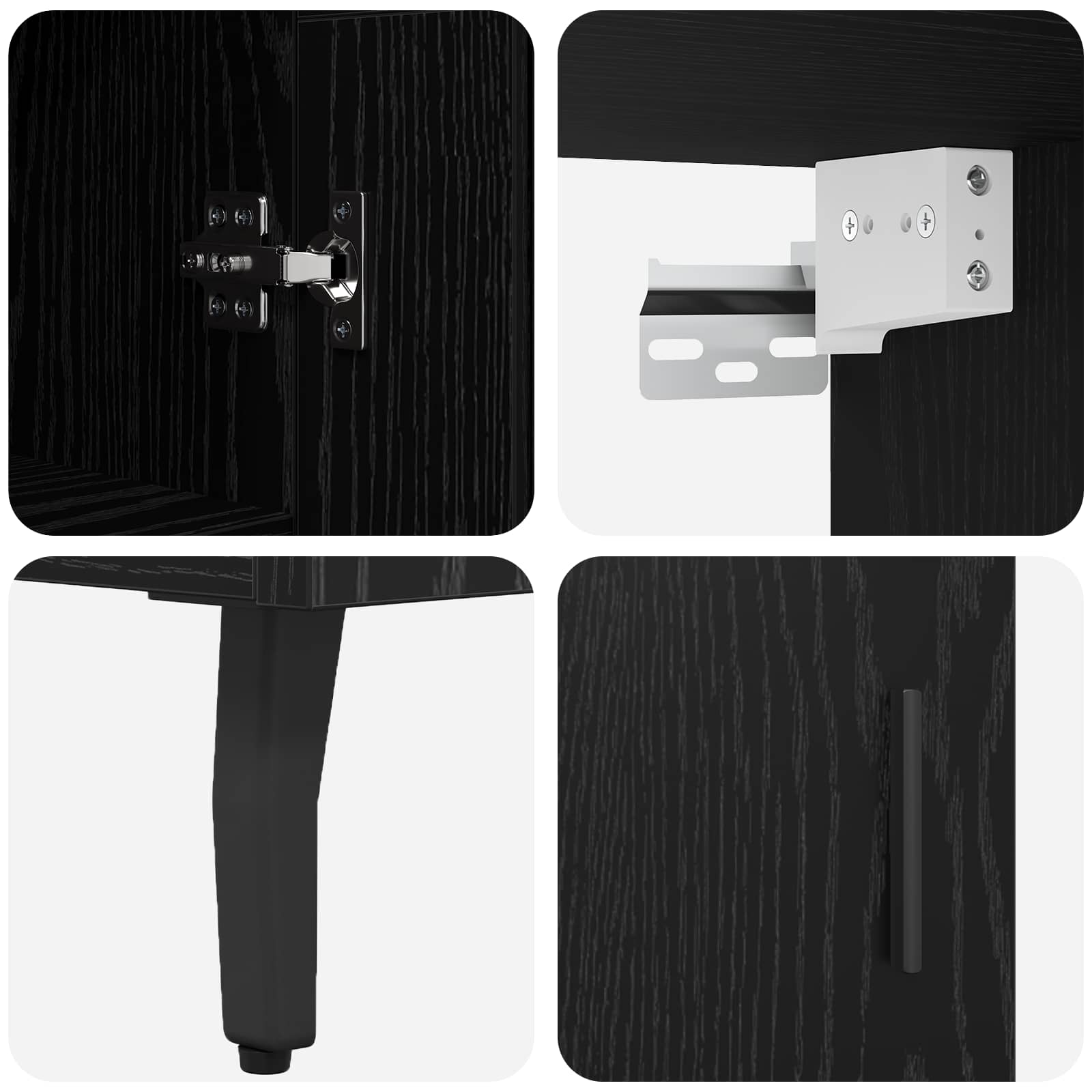 vidaXL Highboard 2 pcs Czarny dąb Drewno inżynieryjne i szkło