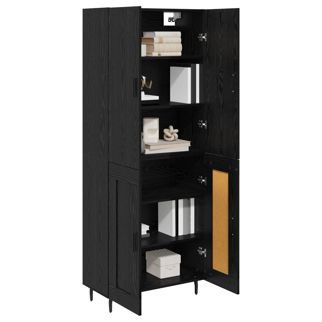 vidaXL Highboard 2 pcs Czarny dąb Drewno inżynieryjne i szkło