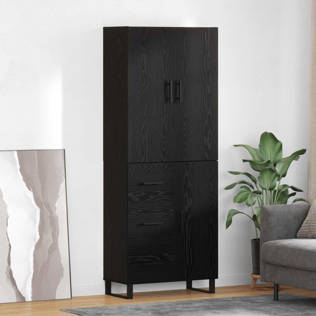 vidaXL Highboard z szufladą 2 pcs Czarny Dąb 69,5 x 34 x 180 cm