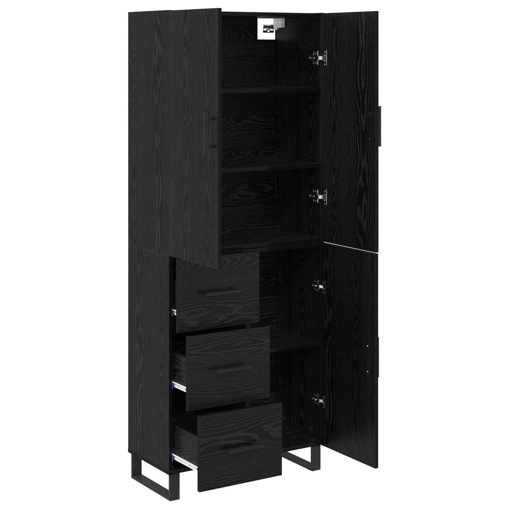 vidaXL Highboard z szufladą 2 pcs Czarny Dąb 69,5 x 34 x 180 cm