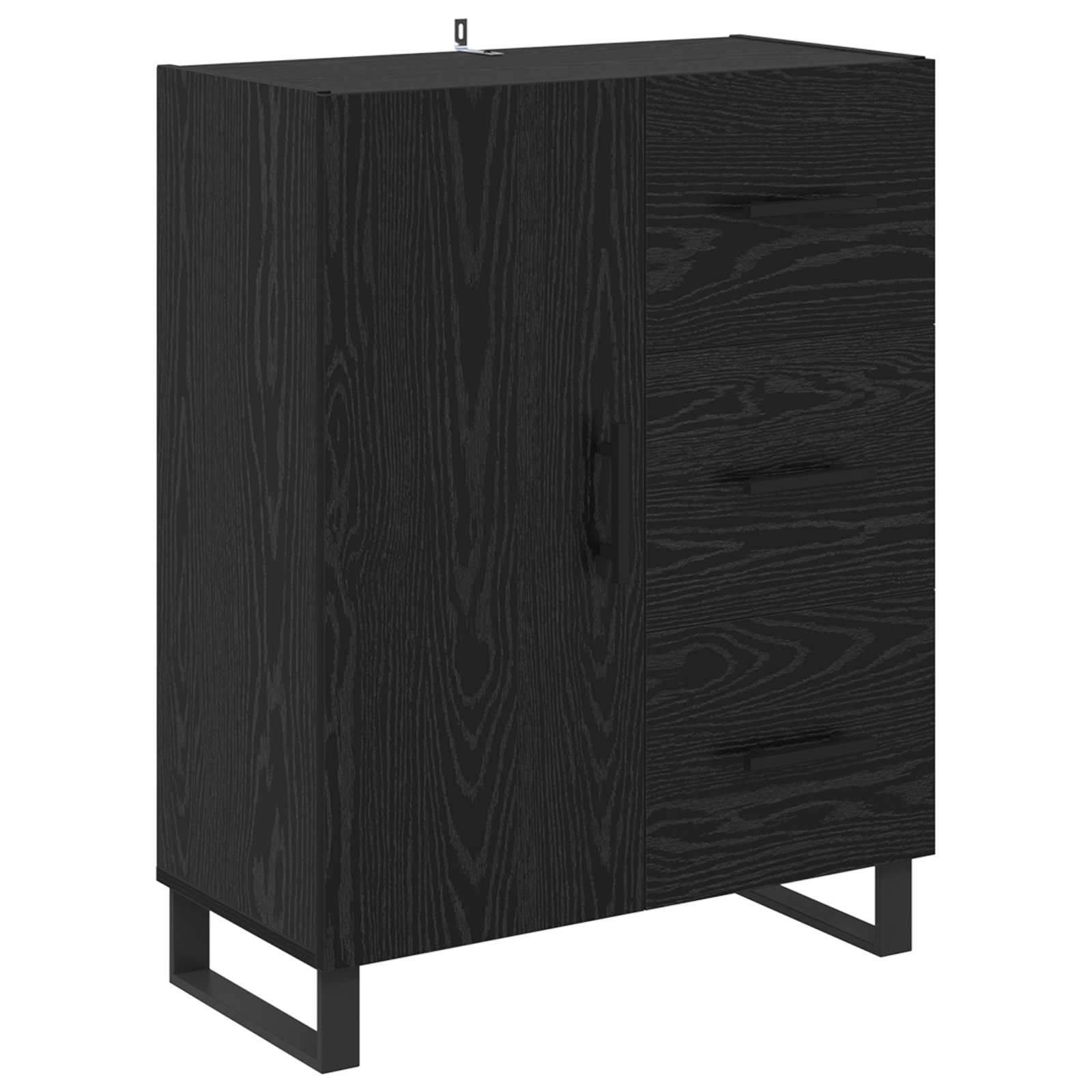 vidaXL Highboard z szufladą 2 pcs Czarny Dąb 69,5 x 34 x 180 cm