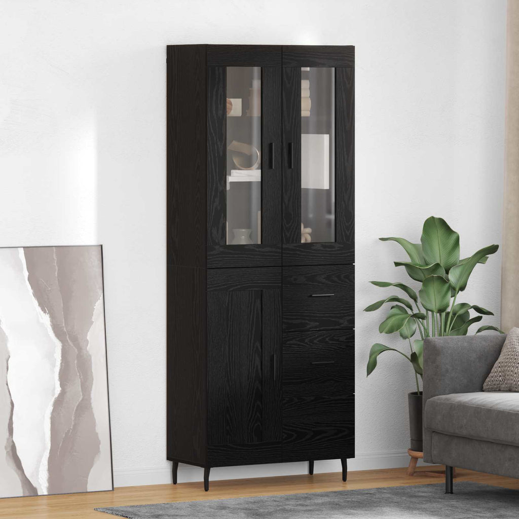 vidaXL Highboard z szufladą 2 pcs Czarny Dąb Materiał drewnopochodny
