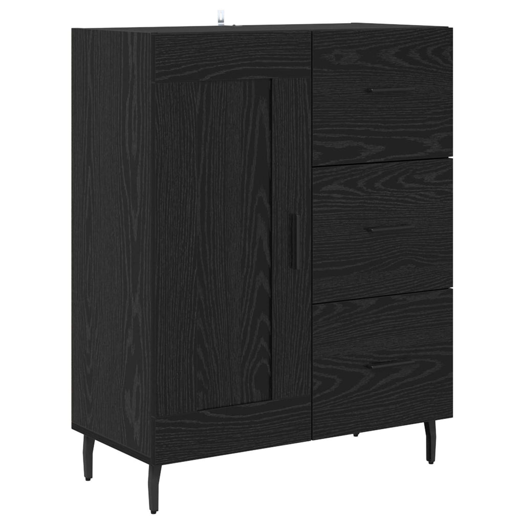 vidaXL Highboard z szufladą 2 pcs Czarny Dąb Materiał drewnopochodny