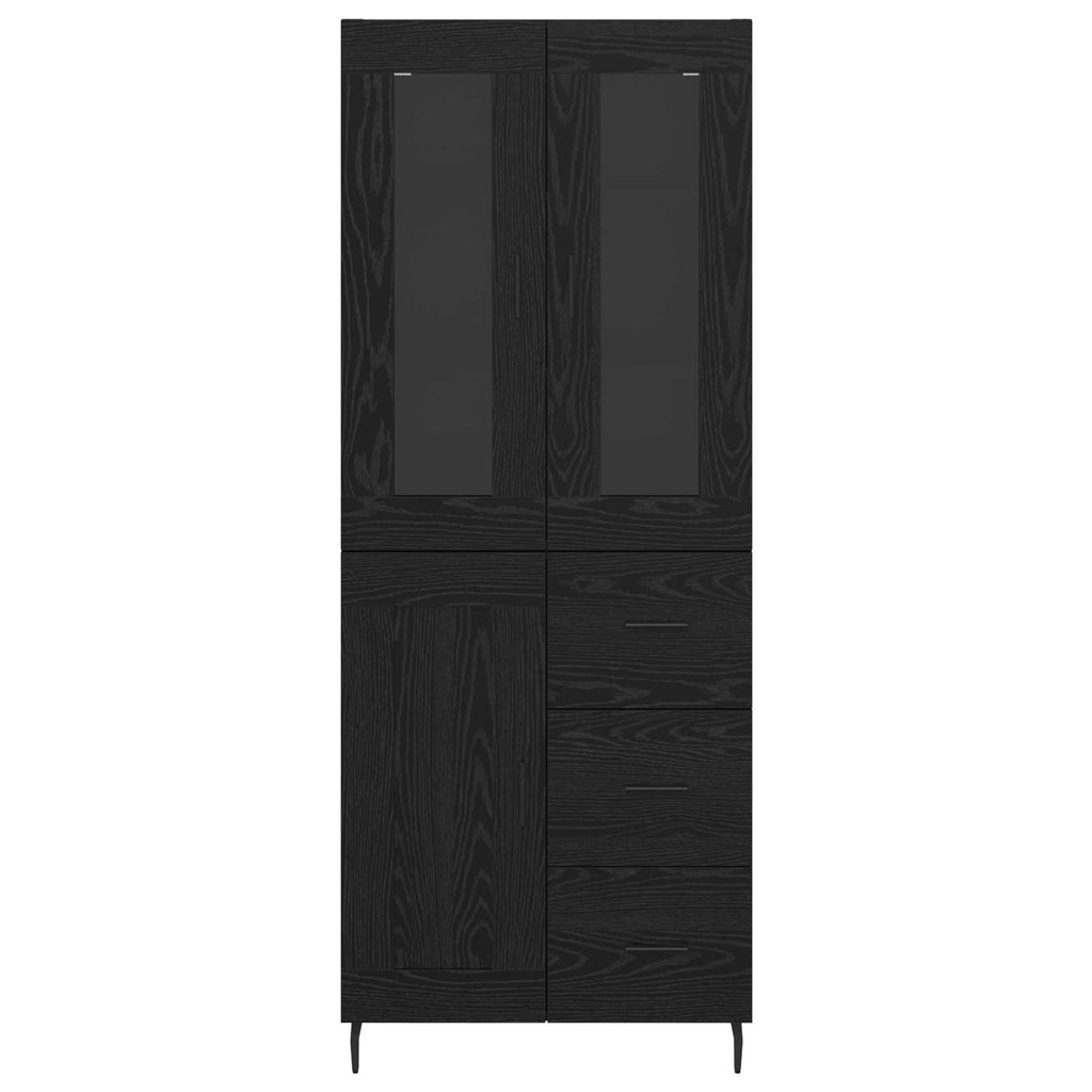 vidaXL Highboard z szufladą 2 pcs Czarny Dąb Materiał drewnopochodny