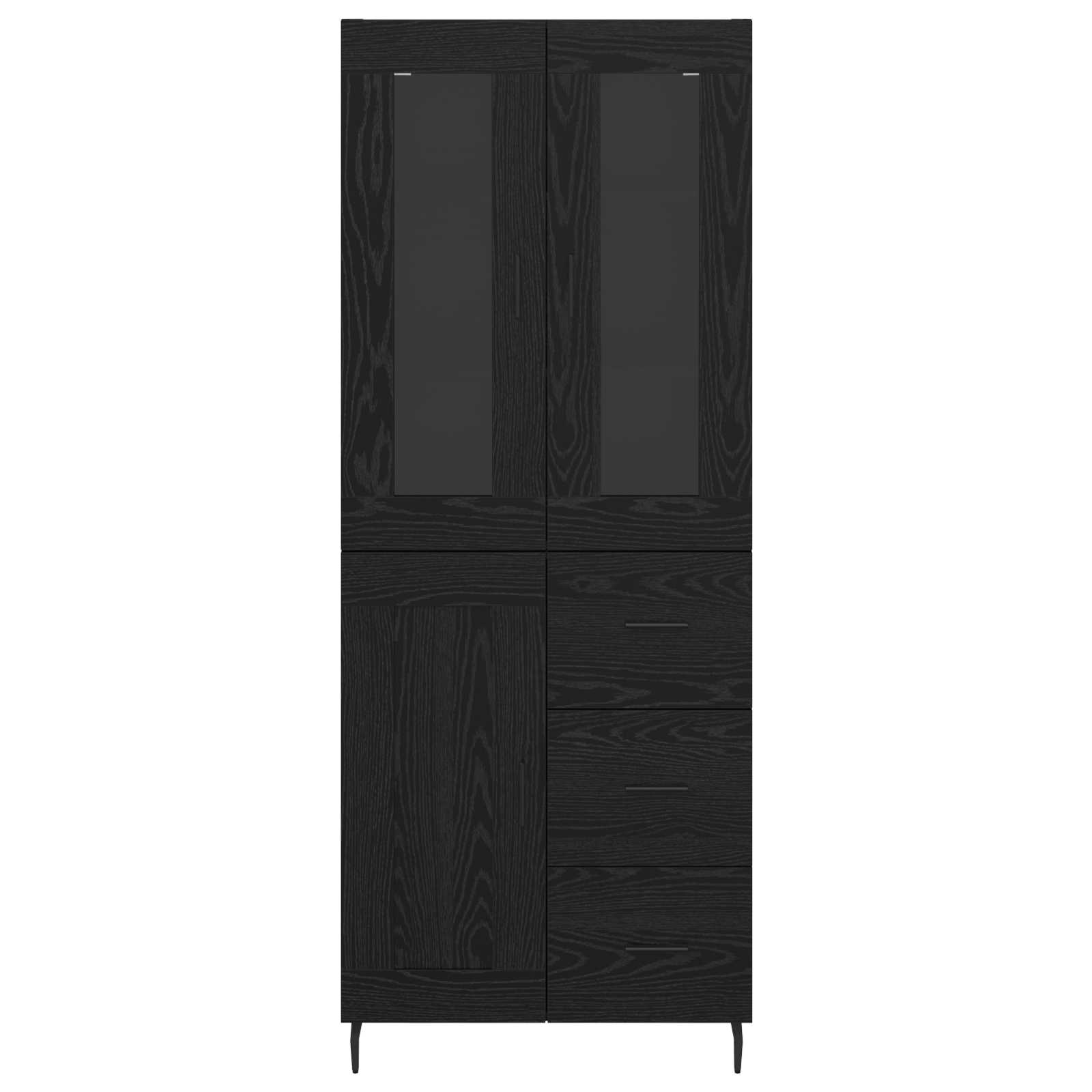 vidaXL Highboard z szufladą 2 pcs Czarny Dąb Materiał drewnopochodny