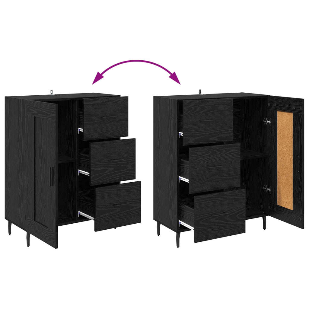 vidaXL Highboard z szufladą 2 pcs Czarny Dąb Materiał drewnopochodny