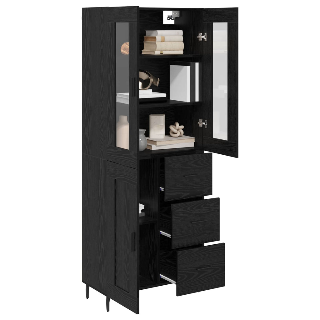 vidaXL Highboard z szufladą 2 pcs Czarny Dąb Materiał drewnopochodny