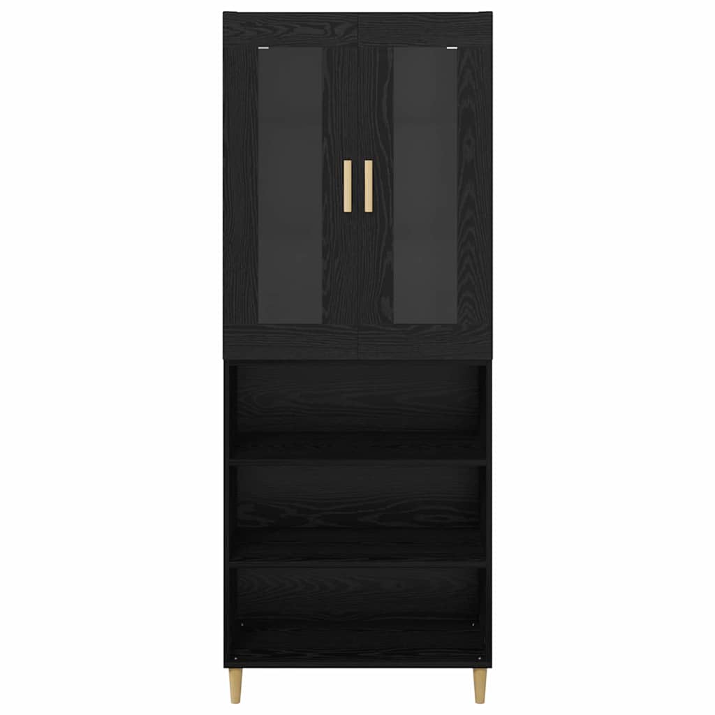 vidaXL Highboard Czarny Dąb 69,5 x 34 x 180 cm