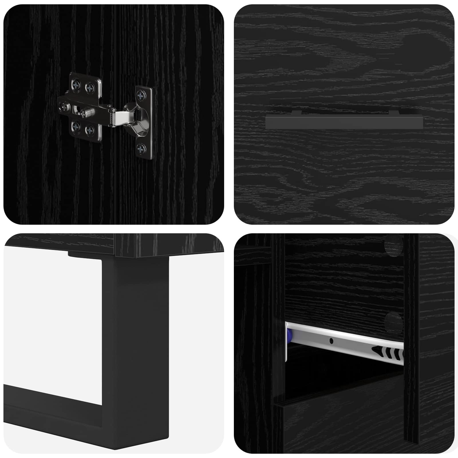 vidaXL Highboard z szufladą 2 pcs Czarny Dąb 69,5 x 34 x 180 cm