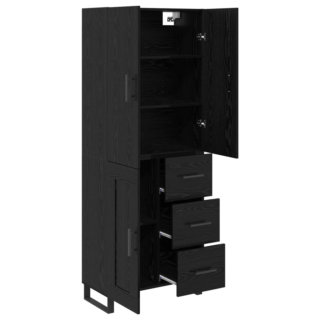 vidaXL Highboard z szufladą 2 pcs Czarny Dąb 69,5 x 34 x 180 cm