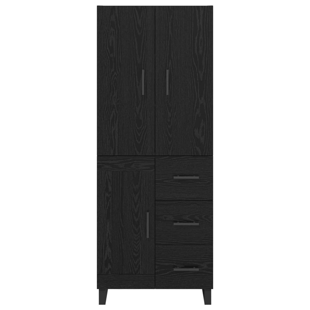 vidaXL Highboard z szufladą 2 pcs Czarny Dąb 69,5 x 34 x 180 cm