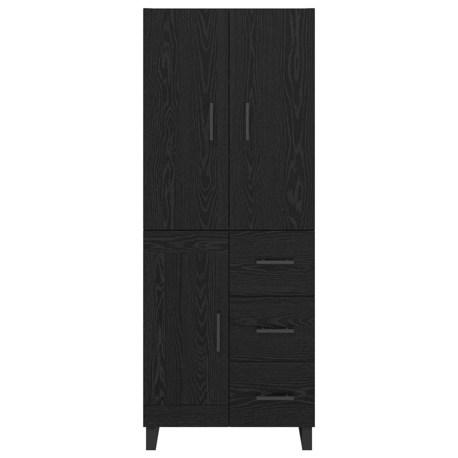 vidaXL Highboard z szufladą 2 pcs Czarny Dąb 69,5 x 34 x 180 cm