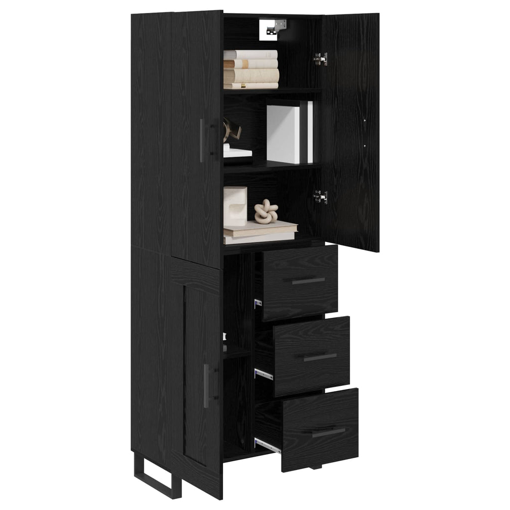 vidaXL Highboard z szufladą 2 pcs Czarny Dąb 69,5 x 34 x 180 cm