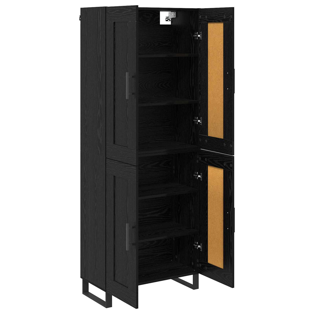 vidaXL Highboard Czarny Dąb 69,5 x 34 x 180 cm Materiał drewnopochodny