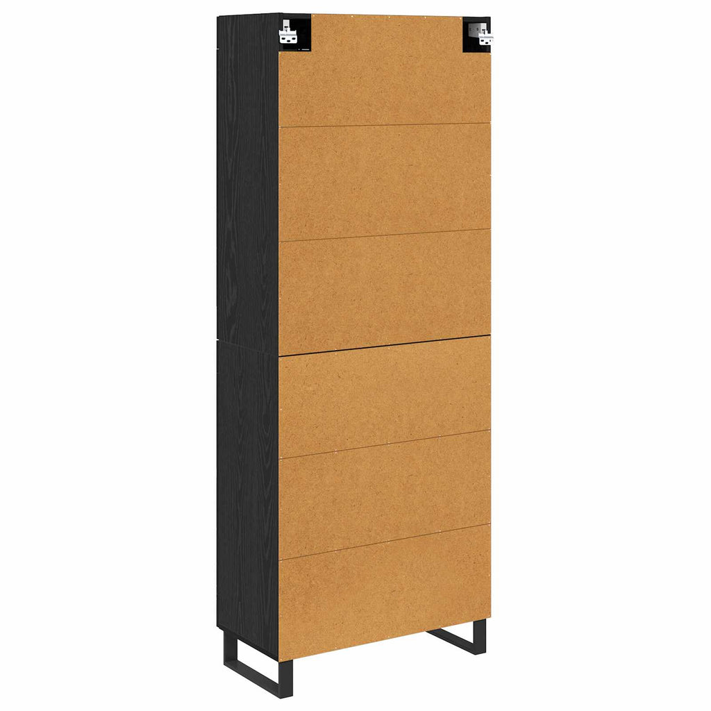 vidaXL Highboard Czarny Dąb 69,5 x 34 x 180 cm Materiał drewnopochodny