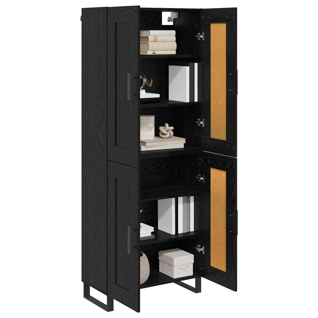 vidaXL Highboard Czarny Dąb 69,5 x 34 x 180 cm Materiał drewnopochodny