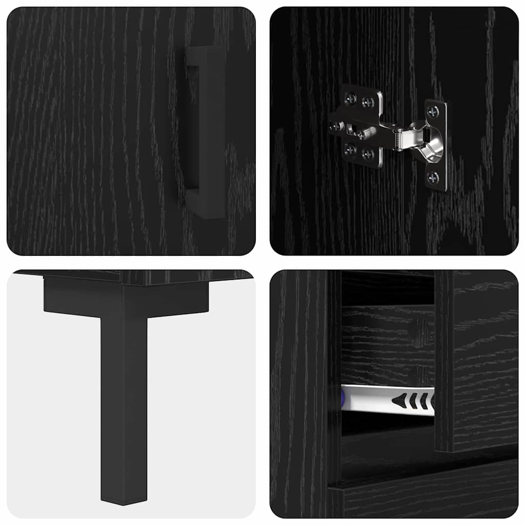 vidaXL Highboard z szufladą 2 pcs Czarny Dąb Materiał drewnopochodny