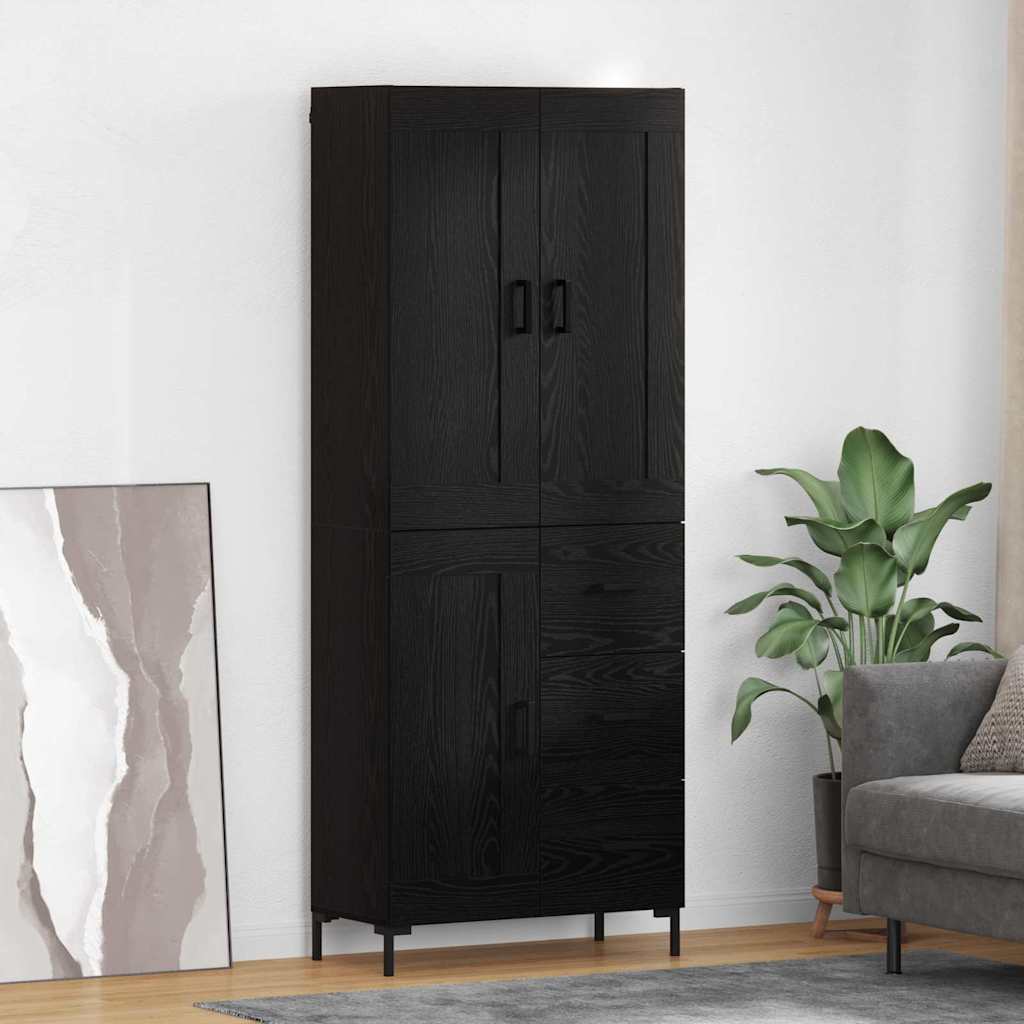 vidaXL Highboard z szufladą 2 pcs Czarny Dąb Materiał drewnopochodny